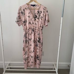 Pink floral silky dress